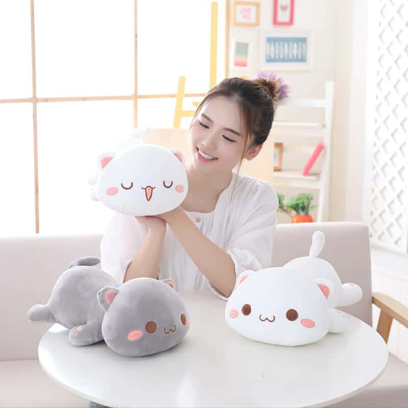 Preciosas almohadas de peluche de animales de dibujos animados, juguetes de peluche con forma de gato, almohada de regalo Marrón 25cm | en línea
