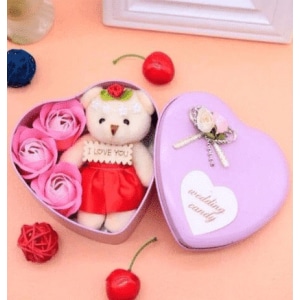 Osito de peluche rosa caja del amor Día de San Valentín felpa Material: Algodón