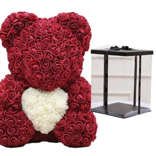 Peluche rosa oso morado caja de coleccionista Día de San Valentín Material: Algodón