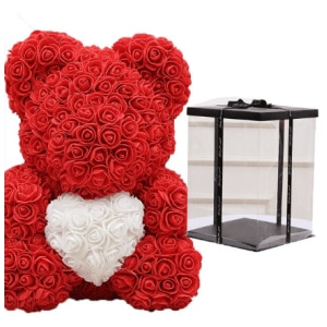 Peluche oso rosas rojas caja de coleccionista Día de San Valentín Material: Algodón