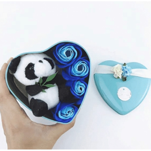 Peluche panda caja azul claro Día de San Valentín Material: Algodón