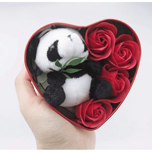Peluche panda caja roja Día de San Valentín Material: Algodón