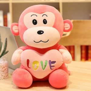 Peluche mono con corazón Día de San Valentín a7796c561c033735a2eb6c: Marrón|Rosa|Verde