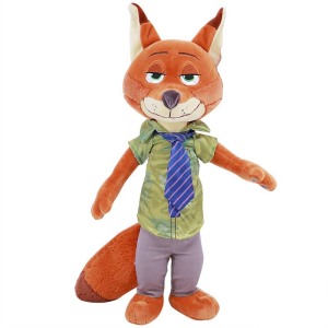 Nick el zorro de zootopia vestido con un trajecito con camisa verde y corbata azul