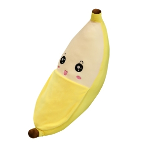 Almohada de plátano pelado amarillo con ojos negros brillantes