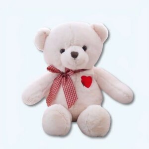 Peluche corazón de oso blanco