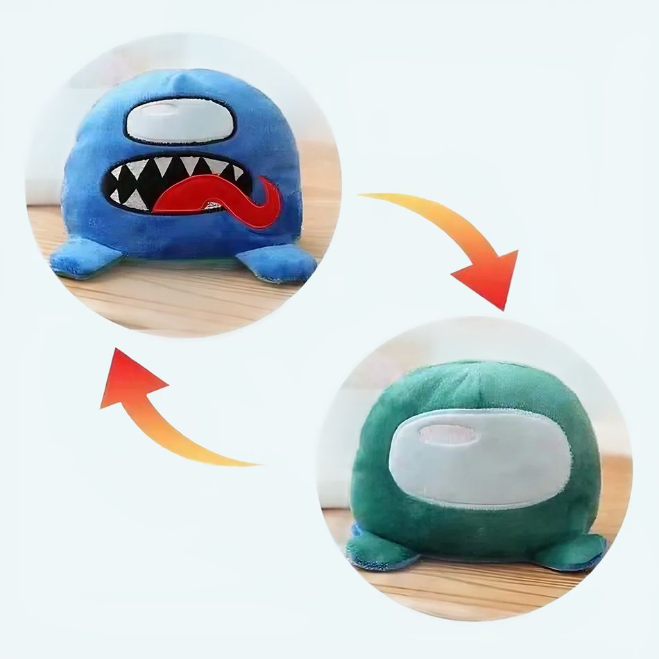 Peluche reversible azul-verde Among Us • Mi Peluche